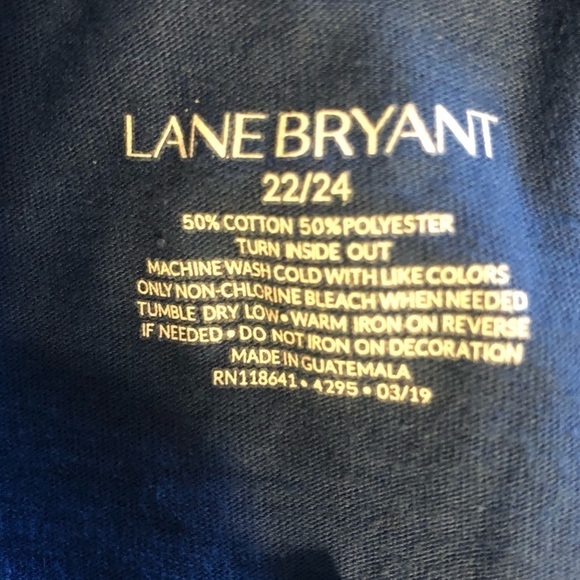 Lane Bryant Blue Foil Tee Strappy Back SS Size 24 Casual Fall - Picture 6 of 6